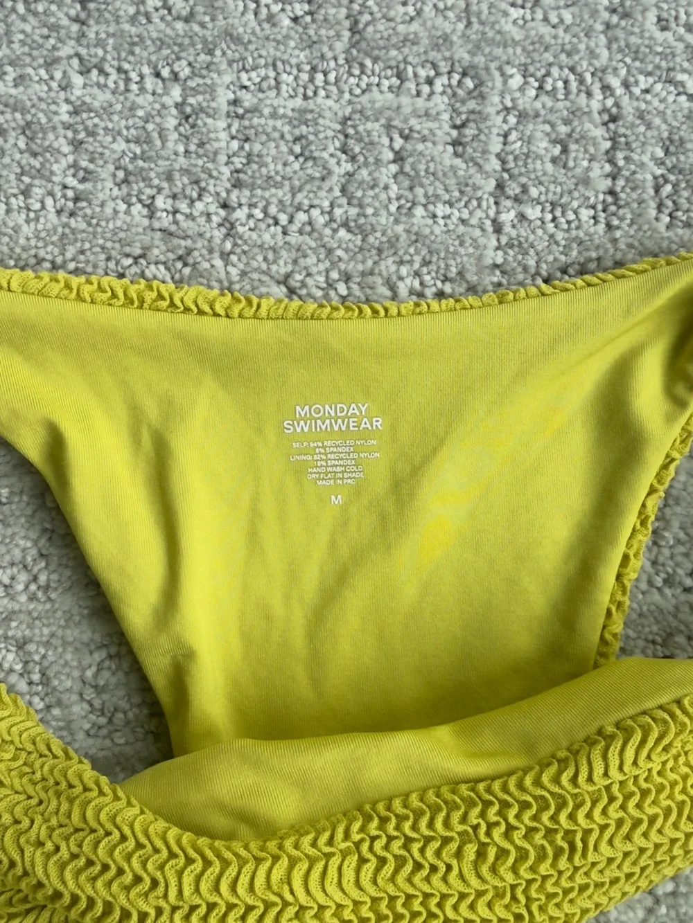 Textured Yellow-Green Tie-Side Bikini Set